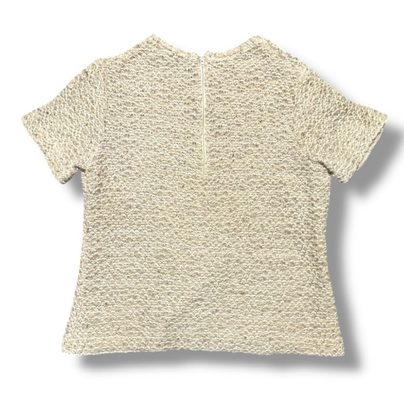 Vintage 70s/80s Beige Knit Short Sleeve Top Women’s Size Small Cream Boho Retro - Picture 2 of 13